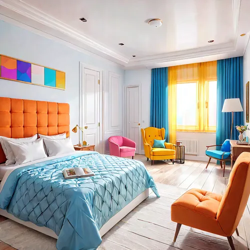 teal and orange,interior decoration,great room,boutique hotel,interior design,ornate room,blue room,contemporary decor,modern decor,guest room,modern room,sleeping room,interior decor,color combinations,luxury hotel,hotel riviera,room newborn,guestroom,color turquoise,hotel hall,Anime,Anime,General