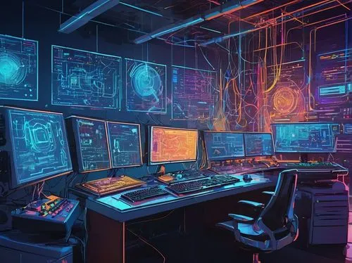 computer room,spaceship interior,cyberscene,ufo interior,cyberspace,cyberpunk,cyber,cybertown,cyberpatrol,cyberworld,cyberia,the server room,cybernet,cyberpunks,scifi,cyberscope,neon human resources,working space,spaceship space,computerized,Conceptual Art,Oil color,Oil Color 20