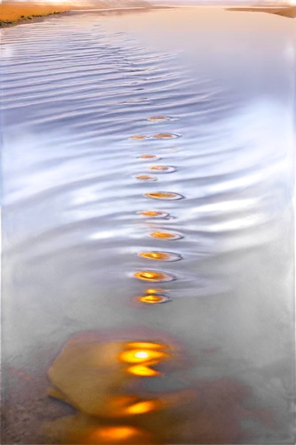 Transparent water, flowing streams, gentle ripples, shiny surface, reflections, subtle waves, morning mist, soft sunlight, natural scenery, 3/4 composition, shallow depth of field, warm color tone, ci