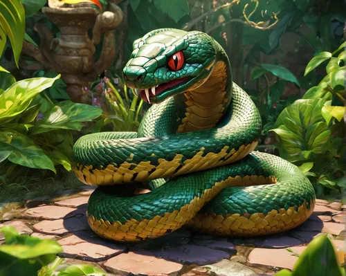 emerald lizard,anaconda,venomous snake,emperor snake,reptile,green snake,serpent,boa constrictor,python,snake,king cobra,green mamba,green tree snake,green tree python,constrictor,snakebite,iguania,natrix natrix,serpentine,snake's head,Conceptual Art,Fantasy,Fantasy 26