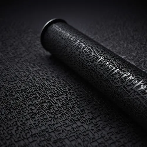 Craft a minimalistic black wallpaper with elegant typography.,maglite,black paper,drum mallet,embossed,percussion mallet,synthetic rubber,thread roll,embossing,foam roll,chalk blackboard,black pencils