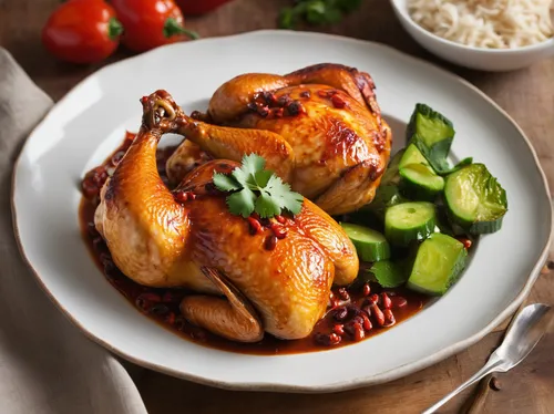 Create a recipe for a mouthwatering chicken dish that combines spicy flavors with a delicate touch of sweetness.,barbecue chicken,chicken drumsticks,chicken barbecue,roasted chicken,roast chicken,gril