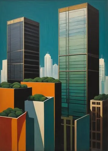 tishman,feitelson,tall buildings,bechtler,city scape,skyscrapers,shulman,casgrain,wilshire,cityscape,cityscapes,kimmelman,highrises,high rises,city buildings,urban towers,city skyline,glassell,city blocks,urban landscape,Art,Artistic Painting,Artistic Painting 27