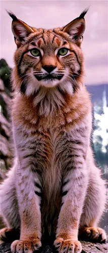 Wild lynx, solo, winter scene, snowflakes on fur, white and grey coat, piercing green eyes, sharp ears perked up, whiskers, sitting on rocky outcrop, majestic pose, soft natural light, 3/4 composition