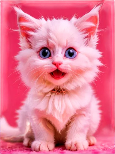 pink cat,cute cat,kittenish,snowbell,funny cat,murgatroyd,kitten,mew,little cat,kittani,meowing,blue eyes cat,cartoon cat,kittu,blossom kitten,birman,cat look,pink background,moggie,puss,Conceptual Art,Fantasy,Fantasy 31