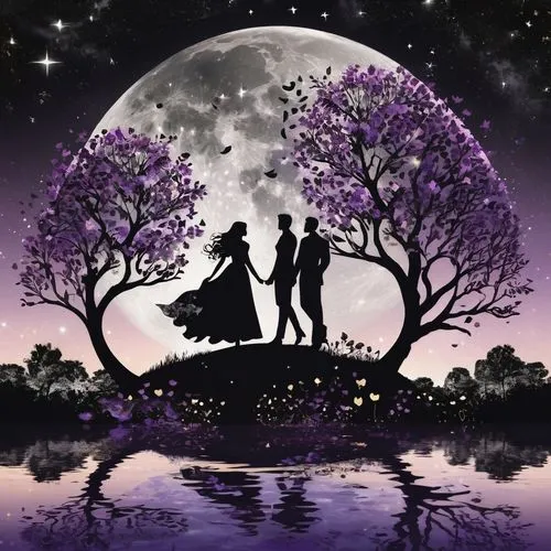 couple silhouette,purple moon,vintage couple silhouette,silhouette art,fairy tale,the night of kupala,a fairy tale,fantasy picture,romantic scene,wolf couple,moon and star background,fairytale,ballroom dance silhouette,romantic night,dance silhouette,romantica,fairytales,romanced,the moon and the stars,purple landscape,Photography,Artistic Photography,Artistic Photography 07