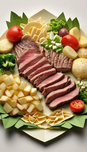 Steak and Potato Salad,sukiyaki,matsusaka beef,huaiyang cuisine,kobe beef,korean chinese cuisine,shabu-shabu,tataki,japanese cuisine,vietnamese cuisine,korean cuisine,fillet of beef,food presentation,