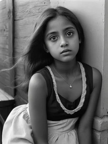 black & white portrait of such a lovely young girl with big eyes,an image of a  sitting on the floor,indian girl,akshaya,girl with cloth,navya,young girl,girl sitting,Photography,Black and white photo