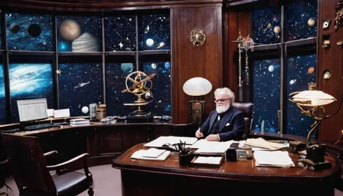 astronomer,astronomers,computer room,orrery,buzz aldrin,astronomical,study room,copernican world system,secretary desk,man with a computer,astronira,voyager golden record,sculptor ed elliott,leonardo devinci,earth station,research station,desk,emperor of space,telescope,astronomy,Conceptual Art,Sci-Fi,Sci-Fi 30