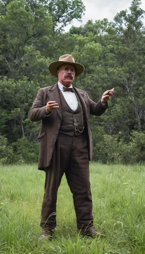 Reenactment: Teddy Roosevelt (played by Jack Elliot) speaks about land conservation. This image... [Photo of the day - September 2016],teddy roosevelt terrier,farmer in the woods,galloway beef,huckleb