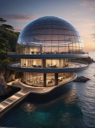 seasteading,house of the sea,futuristic architecture,etfe,luxury property,floating island,Photography,General,Natural