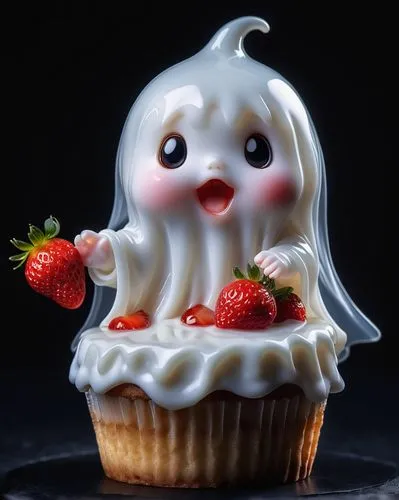 petit gâteau,boo,cup cake,meringue,cupcake,kawaii food,buttercream,kewpie doll,aquafaba,mystic light food photography,strawberrycake,halloween ghosts,cherrycake,fondant,ghost face,sweet food,little cake,cream cup cakes,sugar paste,confectioner,Photography,General,Realistic