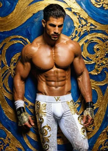 In this captivating work of art, a stunning Colombia fit masculine man, with a duplex shot, combines elements of art with action. The oil painting is a stunning blend of the classic style of oil paint