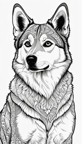 shibergan,shiba,shibe,shib,malamute,inu,Illustration,Black and White,Black and White 19