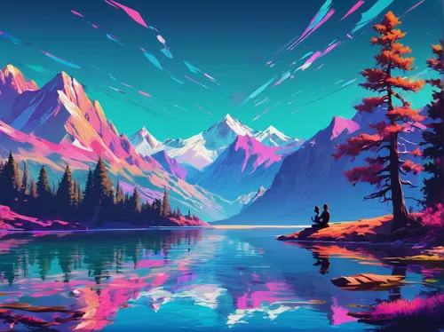 landscape background,purple landscape,fantasy landscape,futuristic landscape,mountains,mountain landscape,colorful background,mountainlake,mountain lake,art background,world digital painting,high landscape,evening lake,river landscape,virtual landscape,mountain range,moraine,acid lake,mountain scene,background colorful,Conceptual Art,Daily,Daily 21