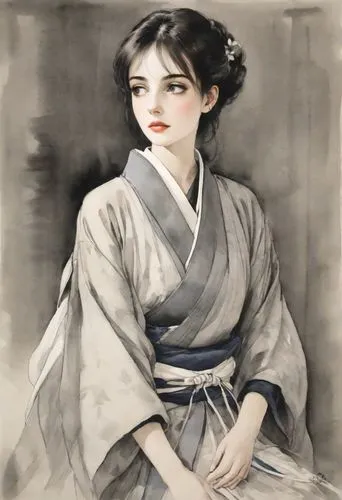 uemura,geiko,maiko,japanese woman,geisha,geisha girl,Digital Art,Ink Drawing