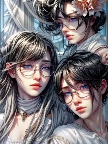 gardenias,lovett,avialae,reading glasses,silver framed glasses,kommuna,lenses,trio,with glasses,glasses,triplets,elves,deirdre,eyewear,canonesses,twin flowers,gondolin,ski glasses,three flowers,seregi