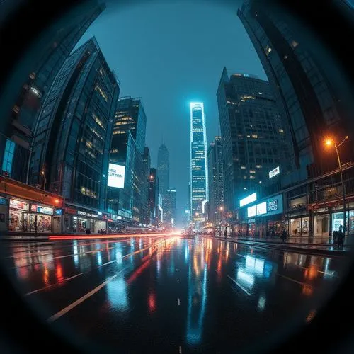 fisheye,fish eye,yonge,shangai,photosphere,citylights,Photography,Artistic Photography,Artistic Photography 01