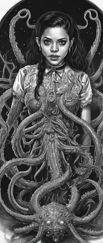 Create a comedy sketch where Alejandra Espinoza tries to learn a new hobby with disastrous results.,gorgon,medusa gorgon,medusa,tureen,cnidaria,tea art,silver octopus,tentacles,jaya,cnidarian,tentacle