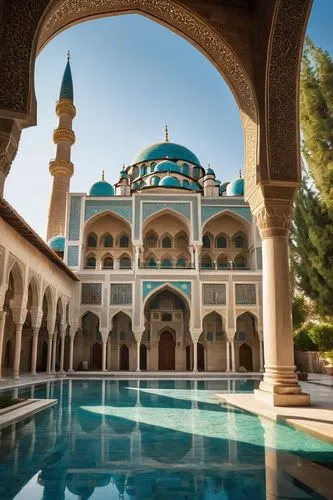 king abdullah i mosque,grand mosque,islamic architectural,persian architecture,al nahyan grand mosque,alabaster mosque,quasr al-kharana,marble palace,agha bozorg mosque,ramazan mosque,star mosque,iranian architecture,water palace,mosques,arabkhaneh,city mosque,turkistani,big mosque,mosque hassan,al-askari mosque,Illustration,Realistic Fantasy,Realistic Fantasy 09