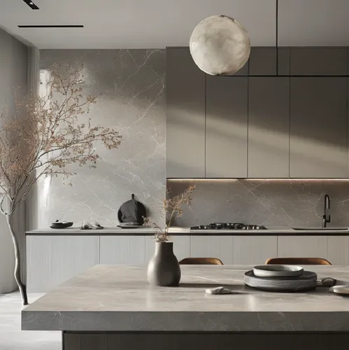 a table with some chairs and a vase with flowers,modern kitchen interior,kitchen design,gaggenau,ceramiche,tile kitchen,modern kitchen