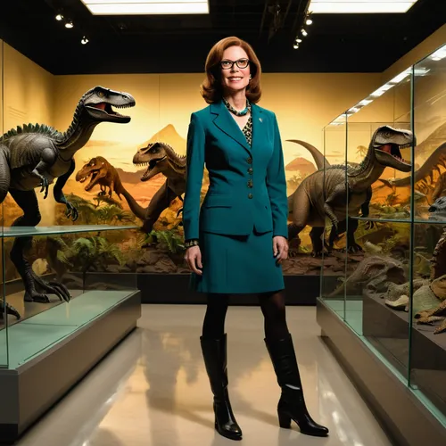 Though she was in charge of the Dinosaur section of the museum, Susan looked more like catwalk model than a professor of paleontology,paleontology,palaeontology,a museum exhibit,dinosaurs,velociraptor