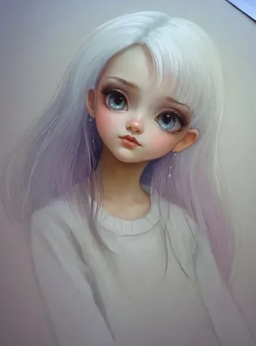 painter doll,eglantine,bjd,violet head elf,artist doll,doll's facial features,Illustration,Realistic Fantasy,Realistic Fantasy 30