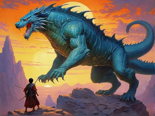 painted dragon,saurian,dragon of earth,fantasy picture,dragon li,heroic fantasy,dragon,basilisk,godzilla,drexel,goji,sci fiction illustration,fantasy art,dragon slayer,guards of the canyon,draconic,dragon fire,wyrm,cynorhodon,dino,Art,Classical Oil Painting,Classical Oil Painting 42