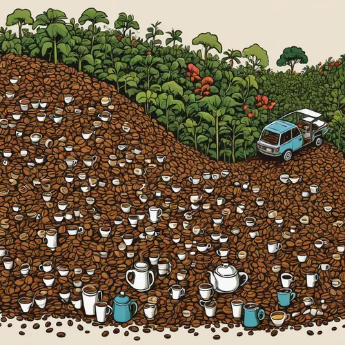 There's an awful lot of coffee in Brazil,cereal cultivation,coffee tea illustration,field cultivation,potato field,the production of the beer,cow herd,yoghurt production,coffee plantation,molehill,far