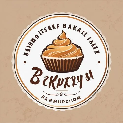 A logo for a bakery ,a logo with a cake and a brown cupcake on it,bakony,berdyev,babruysk,batkivshchyna,besharov,bakeries,Unique,Design,Logo Design