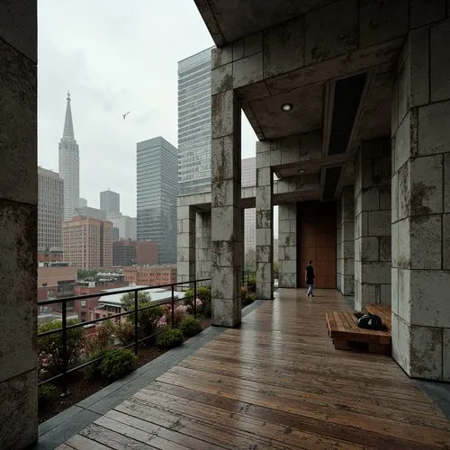 roof terrace,roof garden,highline,cantilevered,adjaye,penthouses,roof top,lofts,rooftops,urban landscape,overcast,block balcony,corten steel,roof landscape,zumthor,view from the roof,rooftop,callowhill,cantilevers,gansevoort