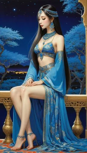 amphitrite,rem in arabian nights,blue enchantress,ariadne,nereids,mervat,Illustration,Realistic Fantasy,Realistic Fantasy 08