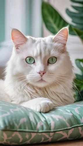 turkish angora,turkish van,american curl,white cat,norwegian forest cat,green eyes,blue eyes cat,siberian cat,domestic long-haired cat,british longhair cat,cat image,breed cat,feline look,cat portrait,cuban emerald,green and white,emerald,cat with blue eyes,american bobtail,kurilian bobtail,Art,Classical Oil Painting,Classical Oil Painting 02