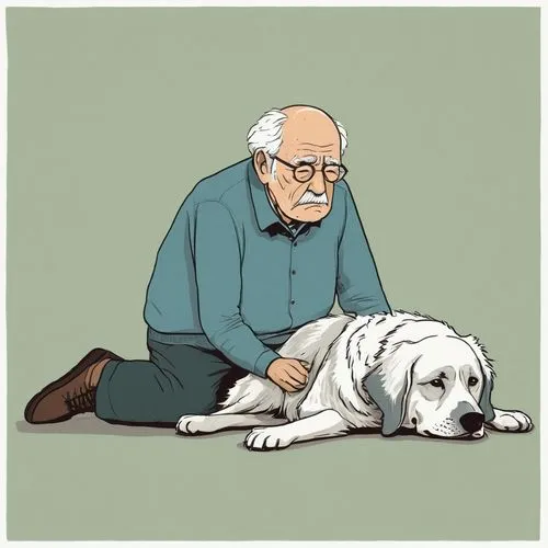 dog illustration,companion dog,elderly man,pensioner,retirement,grandpa,pet portrait,bapu,old man,grandfather,dog frame,human and animal,old couple,pet,basset artésien normand,old dog,companionship,older person,elderly person,mans best friend,Illustration,Vector,Vector 10