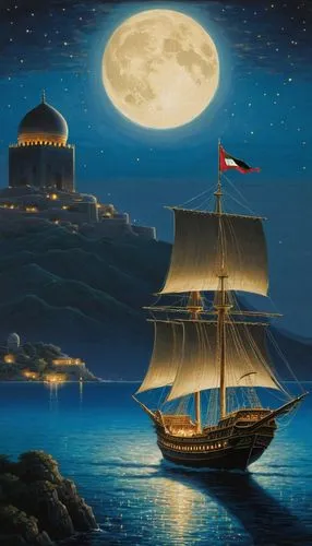 sea sailing ship,sailing ship,sail ship,sailing ships,sea fantasy,fantasy picture,Illustration,Realistic Fantasy,Realistic Fantasy 08