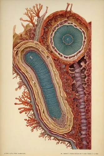 Microscopic view, duodenal mucosa, intact villous architecture, magnified, detailed structure, finger-like projections, epithelial cells, brush border, microvilli, lamina propria, muscularis mucosae, 