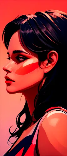 misato,elektra,comic halftone woman,hawke,cinder,cel shading,sunstone,guillemin,vector girl,red skin,red background,widowmaker,glare,vector art,portrait background,vector illustration,on a red background,neon light,marcie,psylocke,Illustration,Black and White,Black and White 12