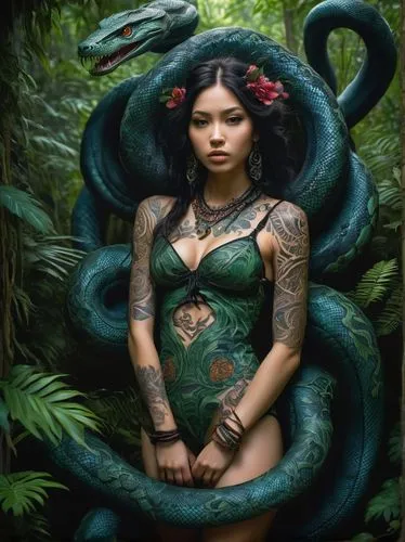 serpent,amazonica,anaconda,anacondas,amazonian,baoshun,serpents,amazona,serpiente,naga,vipera,amazonas,anahata,serpentarium,vodun,sirena,dakini,emperor snake,exotica,quetzalcoatl,Illustration,Realistic Fantasy,Realistic Fantasy 08