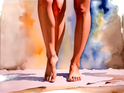 woman's legs,women's legs,fischl,barefooted,overpainting,bather,foreshortened,oil painting,foot prints,photo painting,demoiselles,blumenfeld,watercolour paint,earthing,naturism,sclerotherapy,oil painting on canvas,bathers,pittura,sidefoot,Illustration,Paper based,Paper Based 25