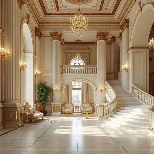 entrance hall,hallway,cochere,marble palace,royal interior,ballroom,ornate room,neoclassical,foyer,hallway space,luxury home interior,chambres,luxury hotel,palatial,palladianism,europe palace,lobby,ballrooms,neoclassicism,interior decor,Photography,General,Realistic