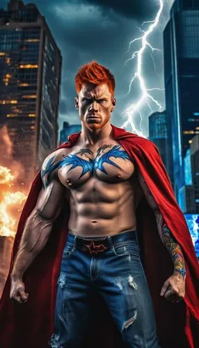 god of thunder,kuperman,superhero background,kryptonian,red super hero,thunderer,metahuman,shatterstar,stutman,super hero,superhero,gingrichian,superman,sheamus,superhero comic,thorbjorn,superpowered,thunderstruck,sabretooth,macniven,Conceptual Art,Oil color,Oil Color 21