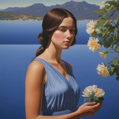 tretchikoff,azzurro,rosa bonita,jasmine blue,blue rose,girl in flowers,Conceptual Art,Daily,Daily 27