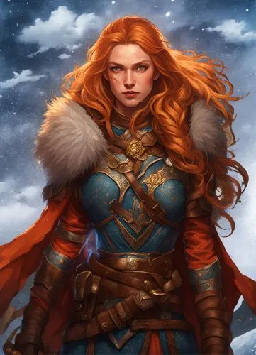 merida,female warrior,fantasy portrait,aurora,dwarf sundheim,suit of the snow maiden,fantasy woman,celtic queen,the snow queen,heroic fantasy,warrior woman,male elf,sterntaler,winterblueher,norse,eufiliya,artemisia,arcanum,strong woman,minerva