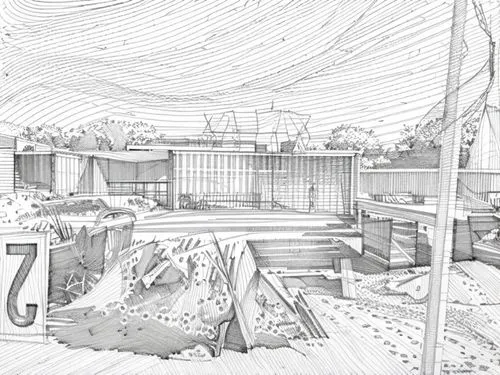 an architectural drawing of a garden design,mining facility,military fort,rome 2,townsite,humphreville,backgrounds,Design Sketch,Design Sketch,Hand-drawn Line Art