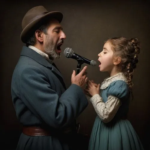 father and daughter,ventriloquist,photographing children,portrait photographers,father daughter dance,singer and actress,serenade,singers,the victorian era,vintage boy and girl,the listening,carolers,father daughter,singing,conceptual photography,duet,blues and jazz singer,little boy and girl,harmonica,phonograph,Photography,Documentary Photography,Documentary Photography 13