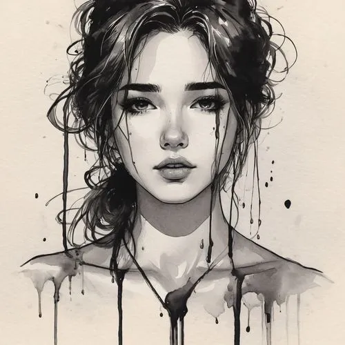 girl portrait,moody portrait,portrait of a girl,girl drawing,mystical portrait of a girl,charcoal pencil,graphite,geisha,katniss,worried girl,charcoal,digital painting,digital art,han thom,digital illustration,geisha girl,digital,study,young woman,sorrow,Illustration,Black and White,Black and White 34