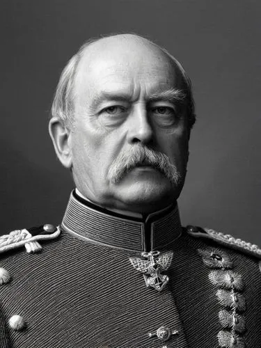 Otto, Prince of Bismarck, Count of Bismarck-Schönhausen, Duke of Lauenburg. The same scene as a black and white photo.,an old picture of a man with a mustache,kaiser wilhelm,stachowski,zetsche,bismarc