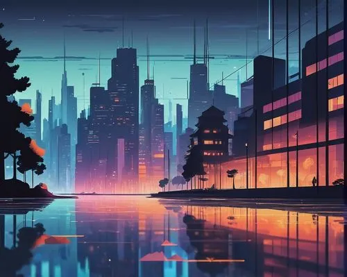 futuristic landscape,cityscape,cyberpunk,tokyo city,evening city,dusk,metropolis,tokyo,fantasy city,shinjuku,cities,dusk background,futuristic,the city,city highway,city at night,city,city lights,shanghai,colorful city,Illustration,Vector,Vector 13