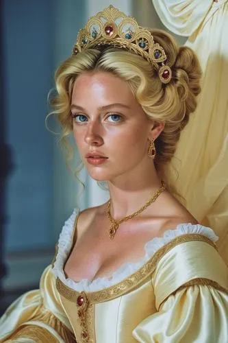 a painting of a woman wearing a tiara and pearls,margairaz,frigga,morgause,lucrezia,galadriel,eleniak,Photography,General,Realistic