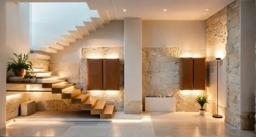 travertine,stone stairs,hallway space,stone stairway,outside staircase,contemporary decor,hallway,foyer,entryways,escaleras,search interior solutions,interior modern design,staircase,foyers,entryway,casa fuster hotel,luxury home interior,interior decoration,sconces,modern decor,Photography,General,Realistic